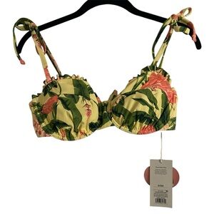 Agua Bendita Peony Botanical Print Underwire Bikini Top Size D/DD